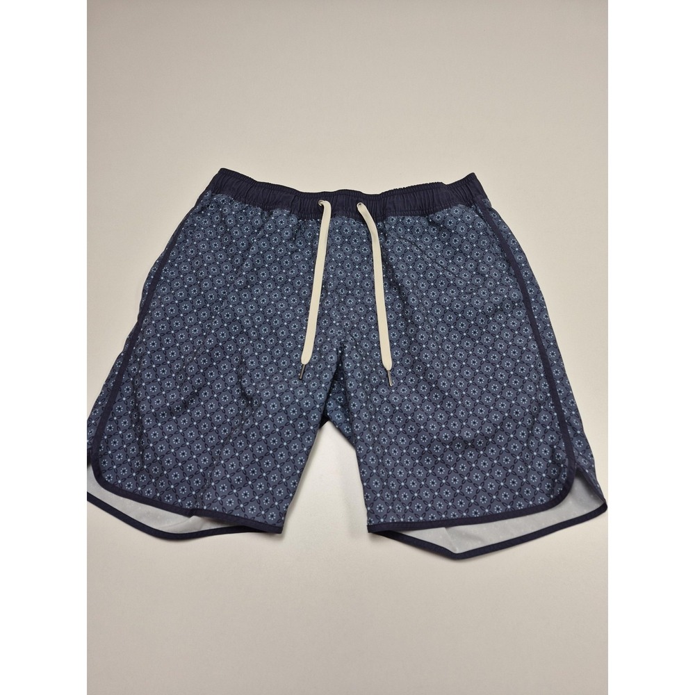 Fair Harbor Swim Trunks Shorts Mens Medium Blue Geometric Print Lined Drawstring